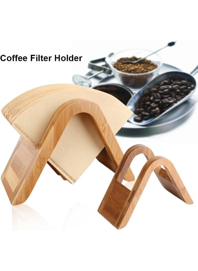Hakeeta coffee filter holder of Bamboo, can hold 100pcs cone filters of 4-Sizes, for Home/Office/Cafe/Hotel, Coffee Paper Storage Rack - Image 2